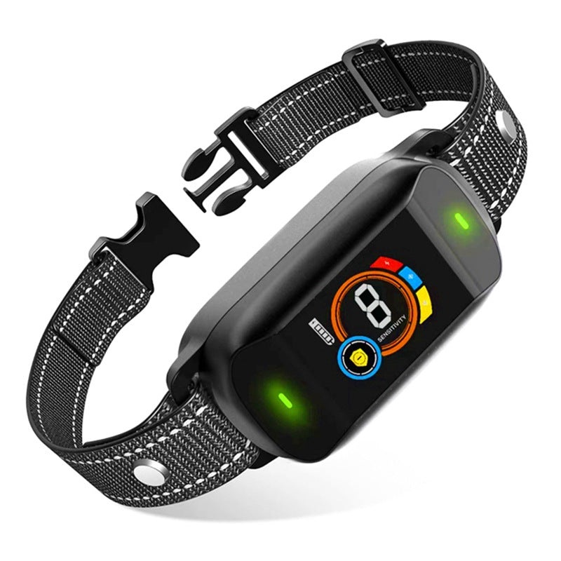USB Rechargeable Smart Anti-Bark Collar with Color Screen – Waterproof Shock Training Collar