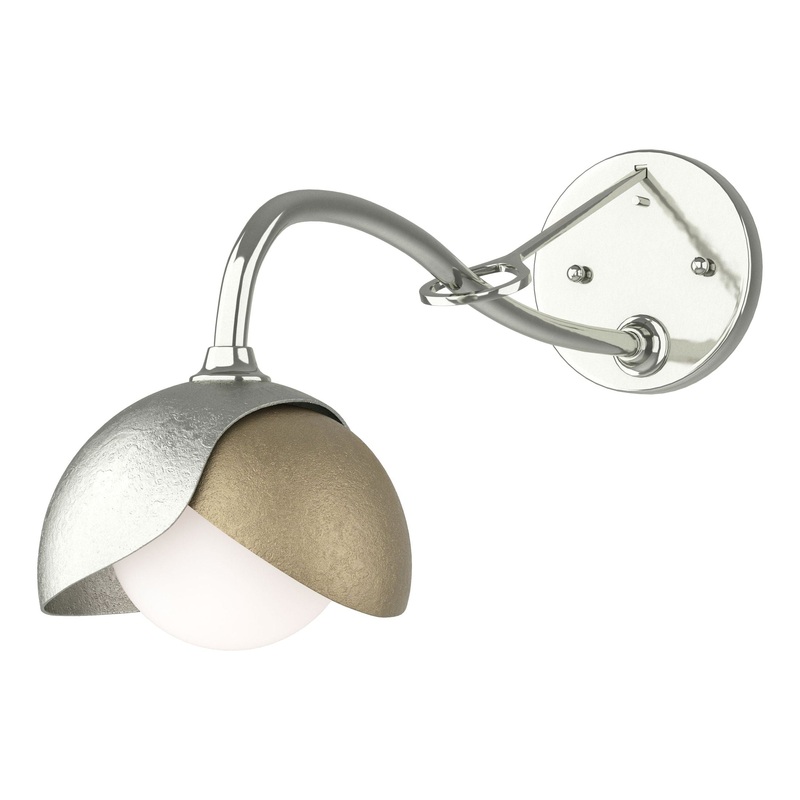 Brooklyn 1-Light Double Shade Long-Arm Sconce Sterling Soft Gold