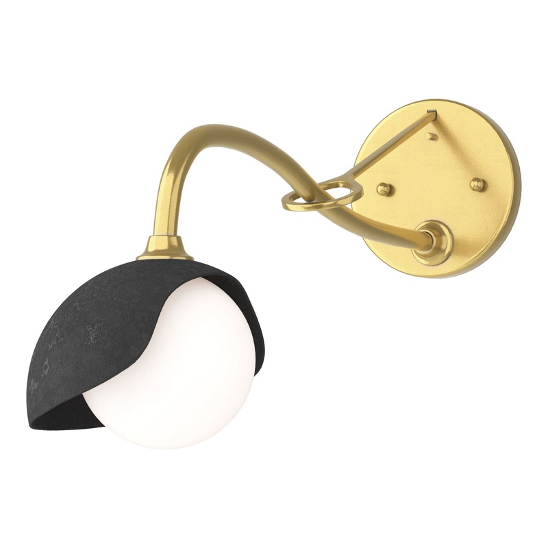 Brooklyn 1-Light Single Shade Long-Arm Sconce Modern Brass Black