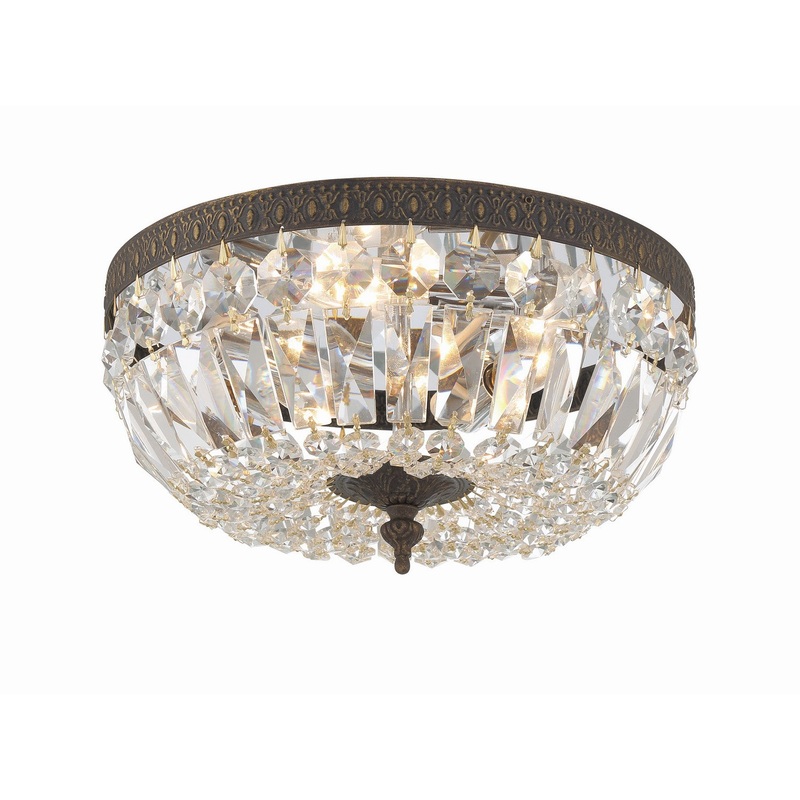 Crystorama 712-EB-CL-SAQ Ceiling Mount Three Light Flush Mount English Bronze