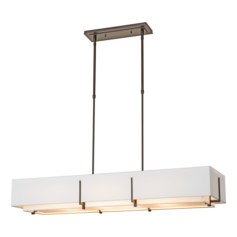 Exos Rectangular Pendant Dark Smoke Natural Anna Inner Shade & Natural Anna Outer Shade