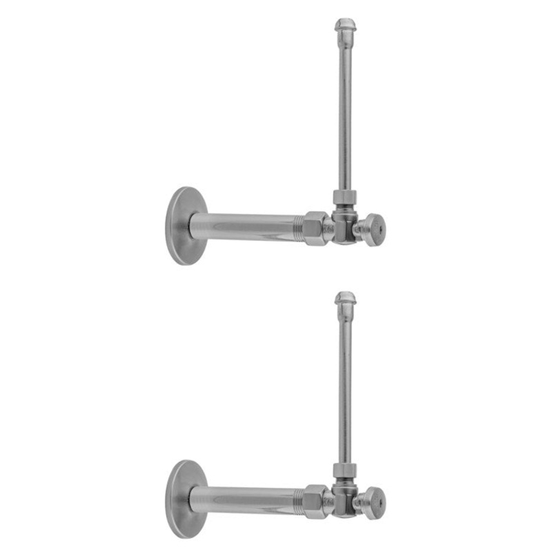 Faucet Supply Kit Quarter Turn Angle Pattern 20 Inch Brass Polished Chrome Includes 3/8 Inch IPS x 3/8 Inch O.D. with Oval Handle