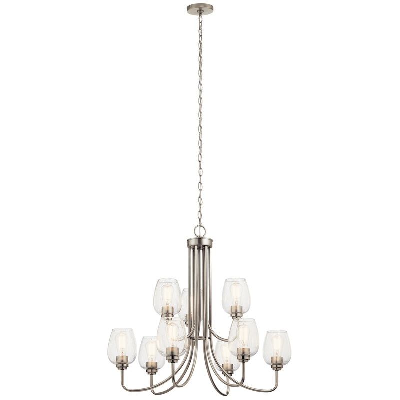 Kichler 44378NICS Nine Light Chandelier, Brushed Nickel