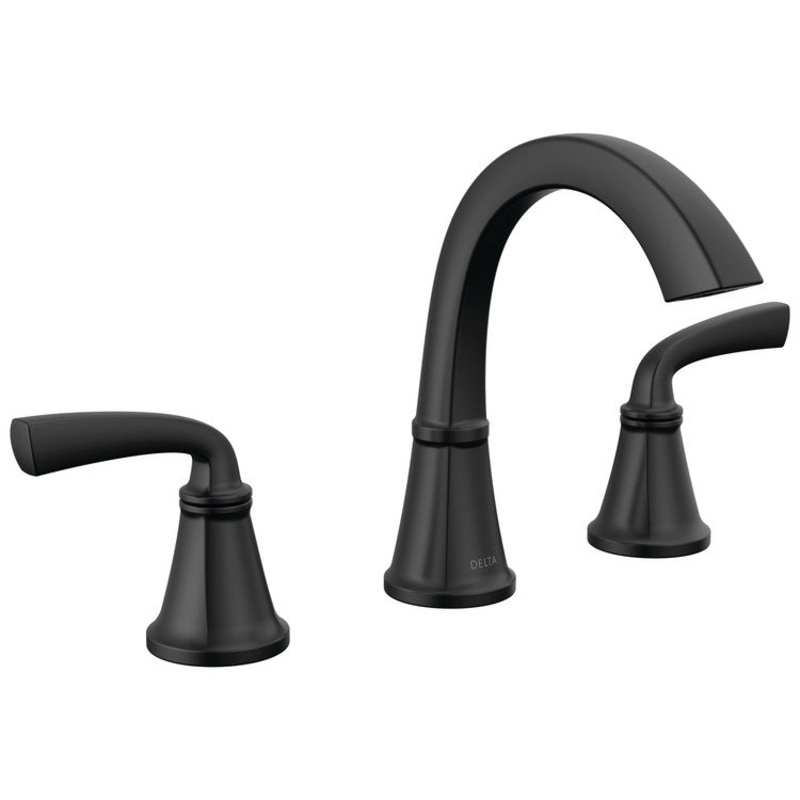 Lavatory Faucet Geist Widespread 6-16 Inch Spread 2 Lever ADA WaterSense Matte Black 1.2 Gallons per Minute 6-13/16 Inch