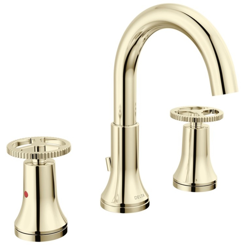 Lavatory Faucet Trinsic Widespread 4-16 Inch Spread 2 Wheel WaterSense/CALGreen Polished Nickel 1.2 Gallons per Minute Deck Mount Metal Pop-Up Drain 3 Hole