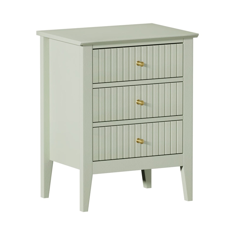 Oikiture Bedside Table 3 Drawers Side End Nightstand Green