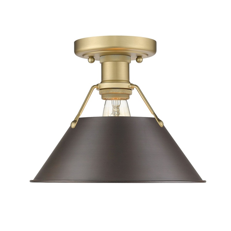 One Light Flush Mount from the Orwell Collection in Brushed Champagne Bronze Finish by Golden