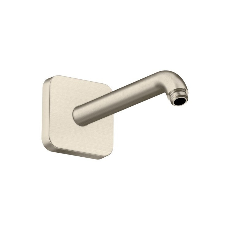 Shower Arm ShowerSolutions with Softsquare Flange Brushed Nickel 9 Inch NPT Brass 25 DEG Wall Mount