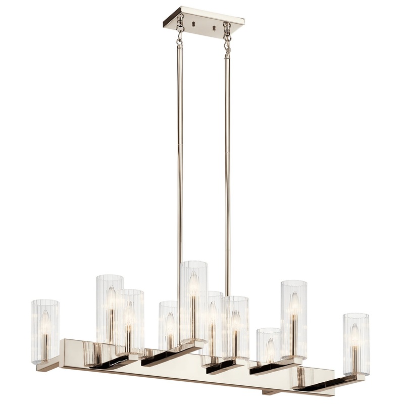 Ten Light Linear Chandelier from the Cleara Collection in Polished Nickel Finish by Kichler
