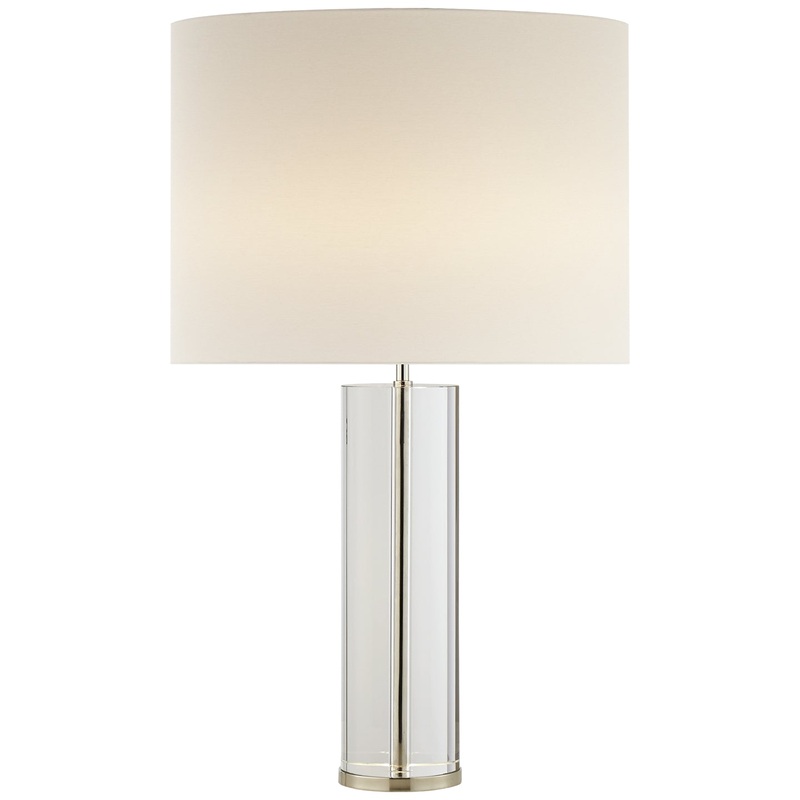 Two Light Table Lamp from the Lineham Collection in Crystal With Polished Nickel Finish by Visual Comfort Signature