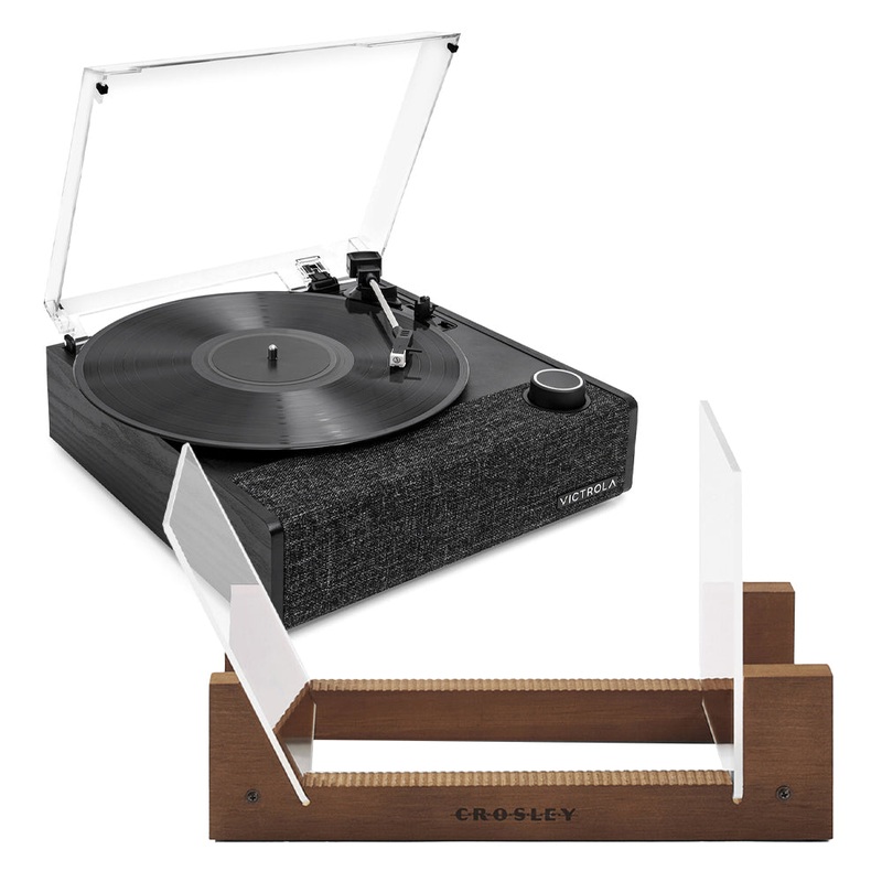 Victrola Eastwood II Turntable – Black + Bundled Crosley Record Storage Display Stand