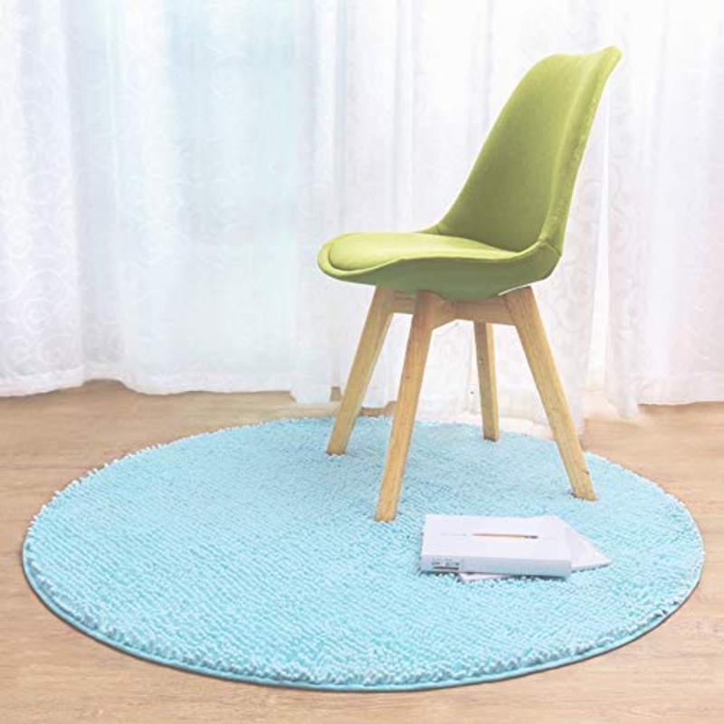 XC&MN Non-Slip Tonda Caterpillar Tappetino per Il Bagno, Extra Morbido Shaggy Super Assorbente Peluche Tappeti per Soggiorno Camera da Letto Lavare in Lavatrice Secco-Blu Diameter:80cm(31inch)