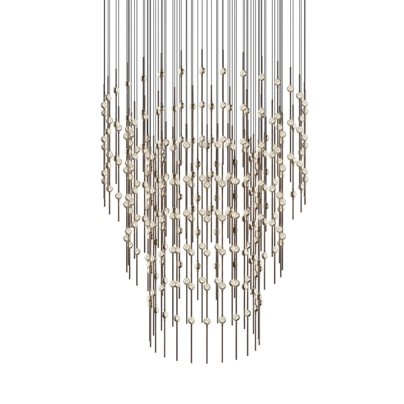Constellation 48″ Centaurus Pyramid LED Pendant Espresso Black with Clear Faceted Acrylic 2200K