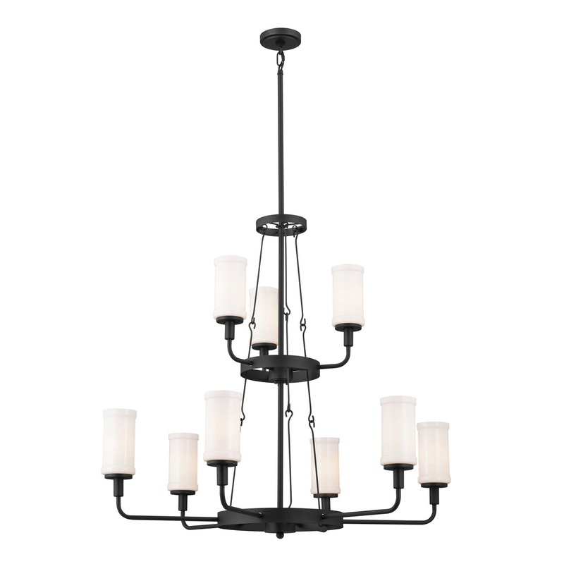 Kichler 52452BKT Nine Light Chandelier, Textured Black