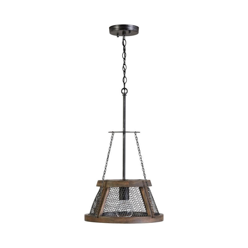 One Light Pendant from the Lagmore Collection in Zinc and Wood Finish by Capital Lighting