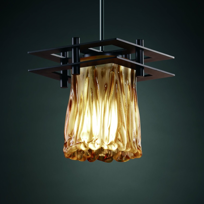 One Light Pendant from the Veneto Luce Collection in Dark Bronze Finish by Justice Designs