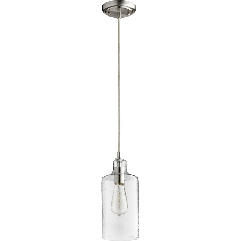 One Light Pendant in Satin Nickel Finish by Quorum
