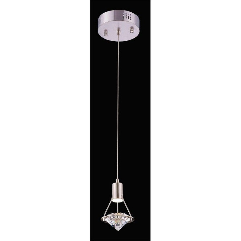 Rock Crystal 1-Light Pendant Satin Nickel
