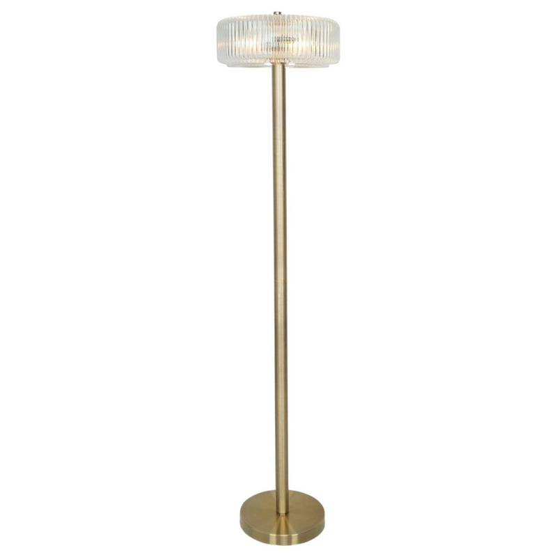 Venetian 60″H Metal & Glass Floor Lamp Brushed Gold