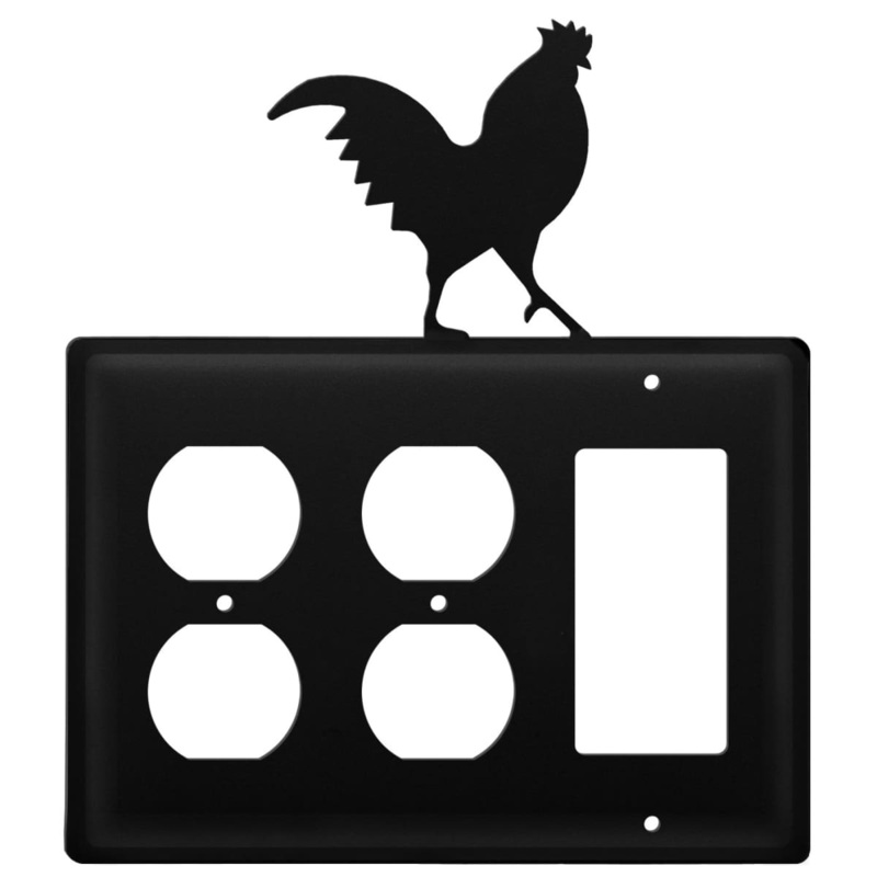 Village Wrought Iron EOOG-1 Triple Rooster Double Outlet and Single GFI Cover CUSTOM Product