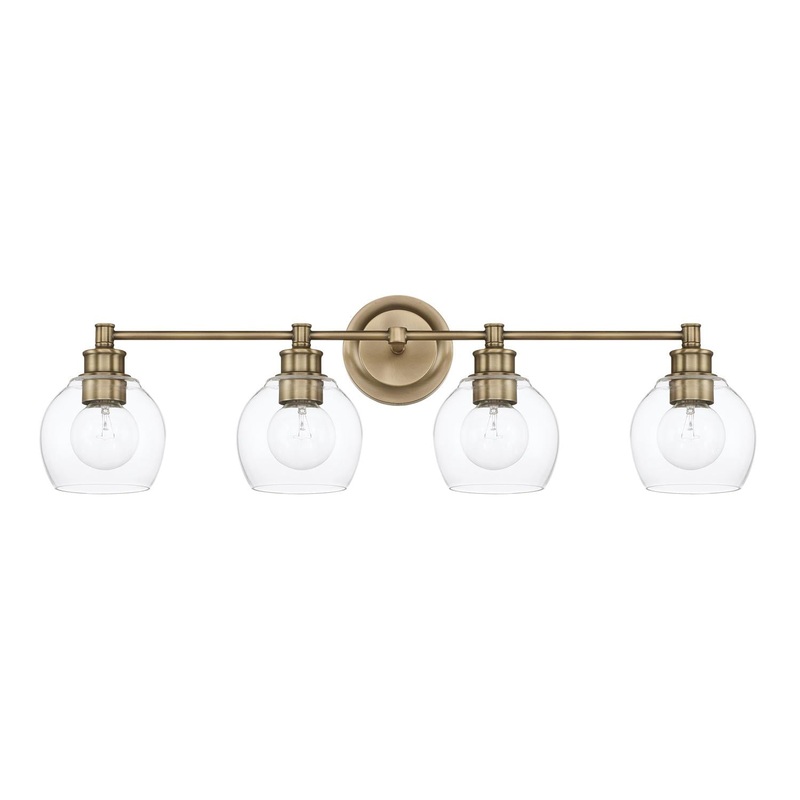 Capital Lighting 121141AD-426 Mid Century 4 Light Vanity Aged Brass
