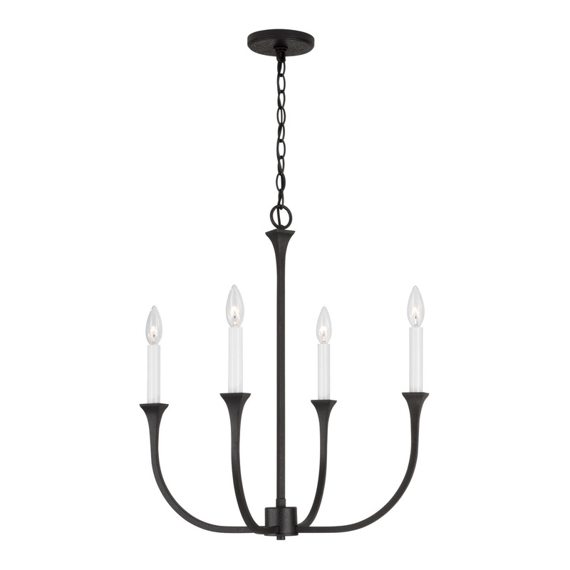 Four Light Chandelier from the Decklan Collection in Black Iron Finish by Capital Lighting