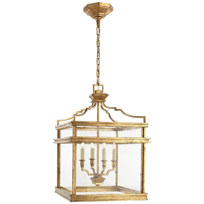 Four Light Lantern from the Mykonos Collection in Gilded Iron Finish by Visual Comfort Signature