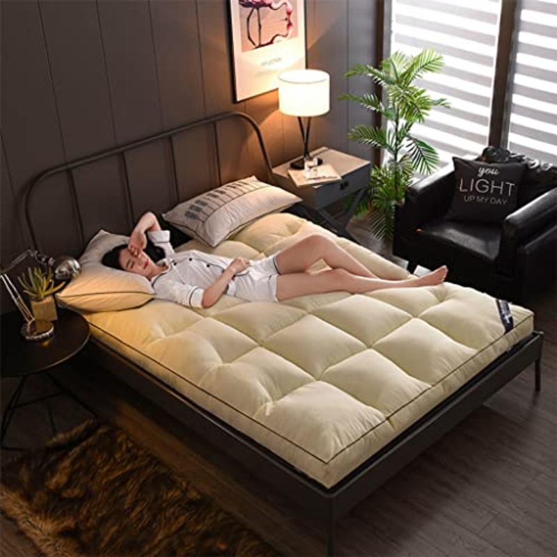 Giapponese Pieghevole Materasso Letto Futon, Portatile Tatami Morbido Allevia Il Mal di Schiena Materasso per Residenza Studentesca Casa -beige-100x200cm(39x47inch)