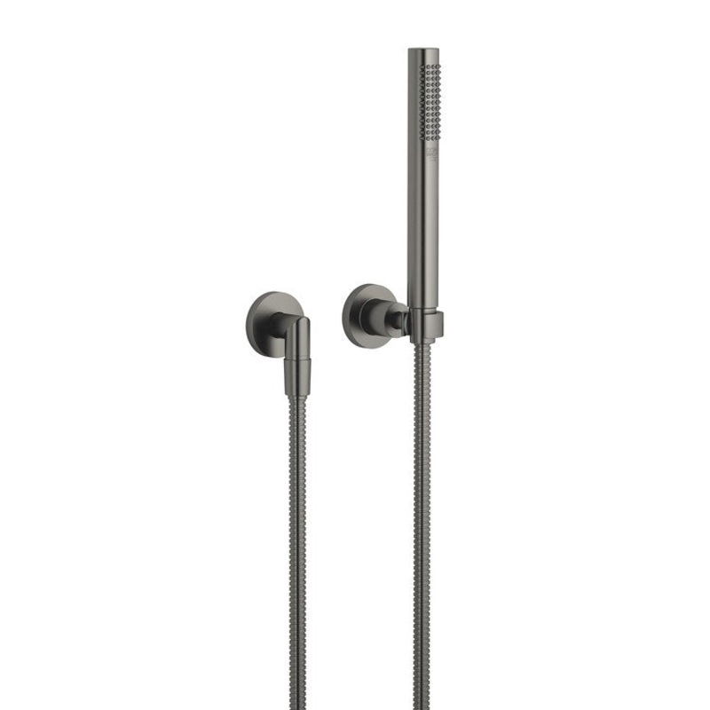 Handshower Set TARA with Individual Flanges Brushed Dark Platinum Compact Rain 1.8 Gallons per Minute