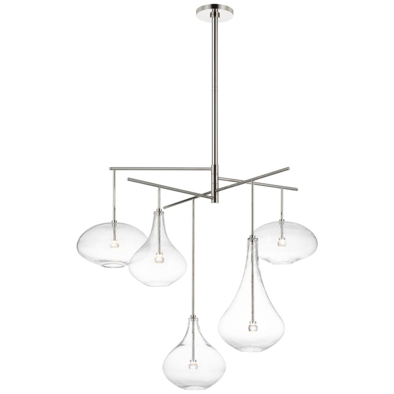 LED Chandelier from the Lomme Collection in Polished Nickel Finish by Visual Comfort Signature