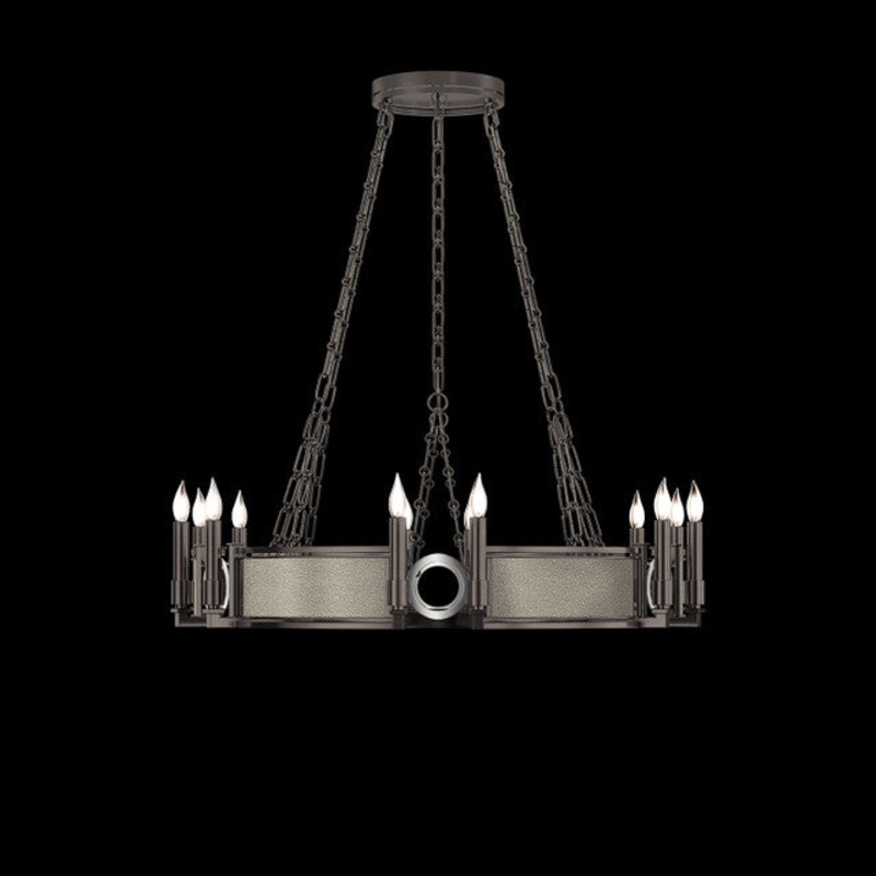 Mirage 35.75″W Round Chandelier Midnight Steel/Nickel/Coco
