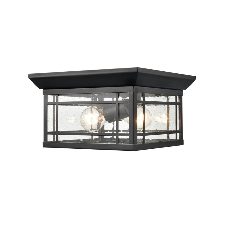 One Light Flushmount from the Armington Collection in Powder Coat Black Finish by Millennium
