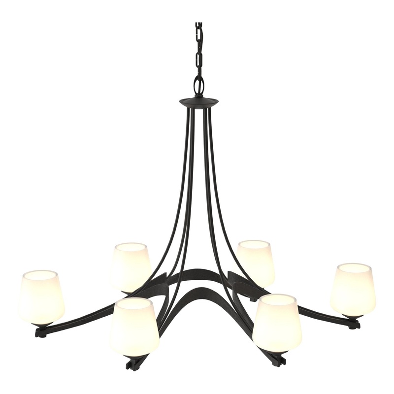 Oval Ribbon 6-Arm Chandelier Black
