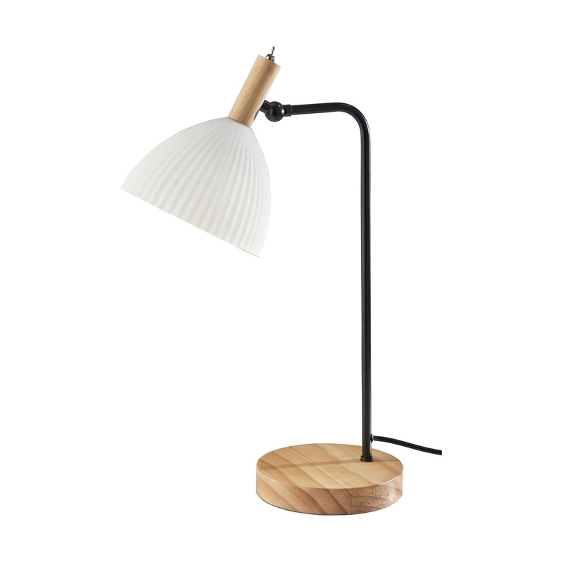 Peyton Desk Lamp Black & Natural Wood