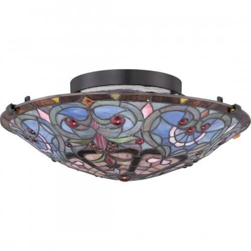 Quoizel TF1805SVB Carroll Flush mount tiffany 16″d vintage bronze Flush Mount
