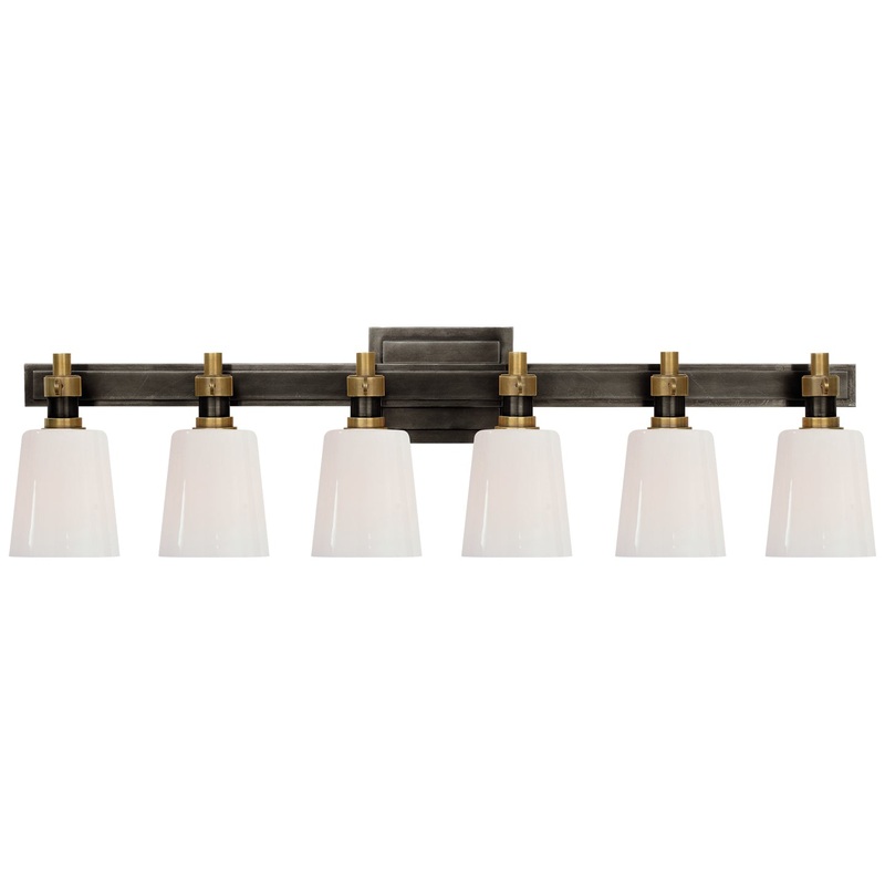 Six Light Linear Bath Sconce from the Bryant Bath Collection in Bronze And Hand-Rubbed Antique Brass Finish by Visual Comfort Signature