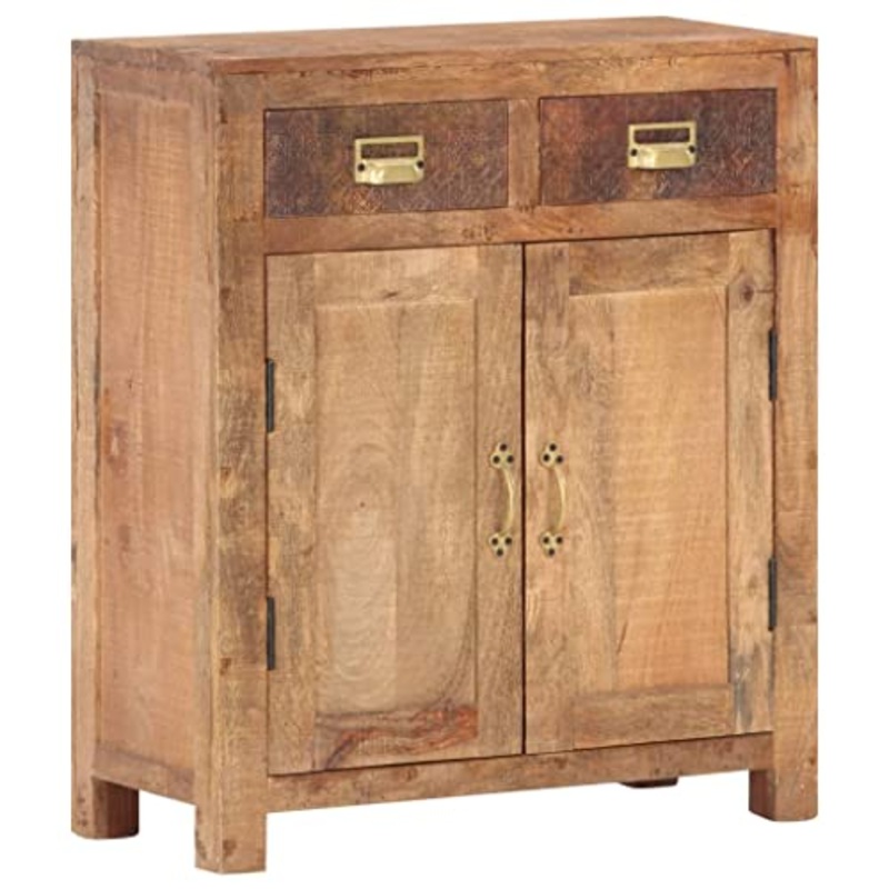 vidaXL Credenza Bassa Stile Rustico Industriale Scomparti e Cassetti Madia Armadietto Telaio in Acciaio 65x30x75 cm Legno Massello di Mango