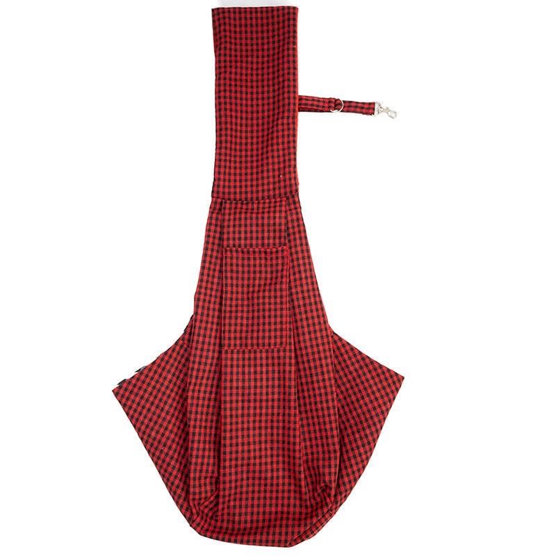Black and Red Checkered Comfortable Pet Sling Carrier for Small Dogs & Cats – Breathable Cotton Checkered Bag, Hands-Free, Safety Features