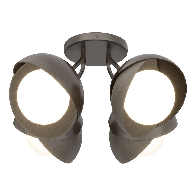 Brooklyn 4-Light Double Shade Semi-Flush Oil Rubbed Bronze Dark Smoke