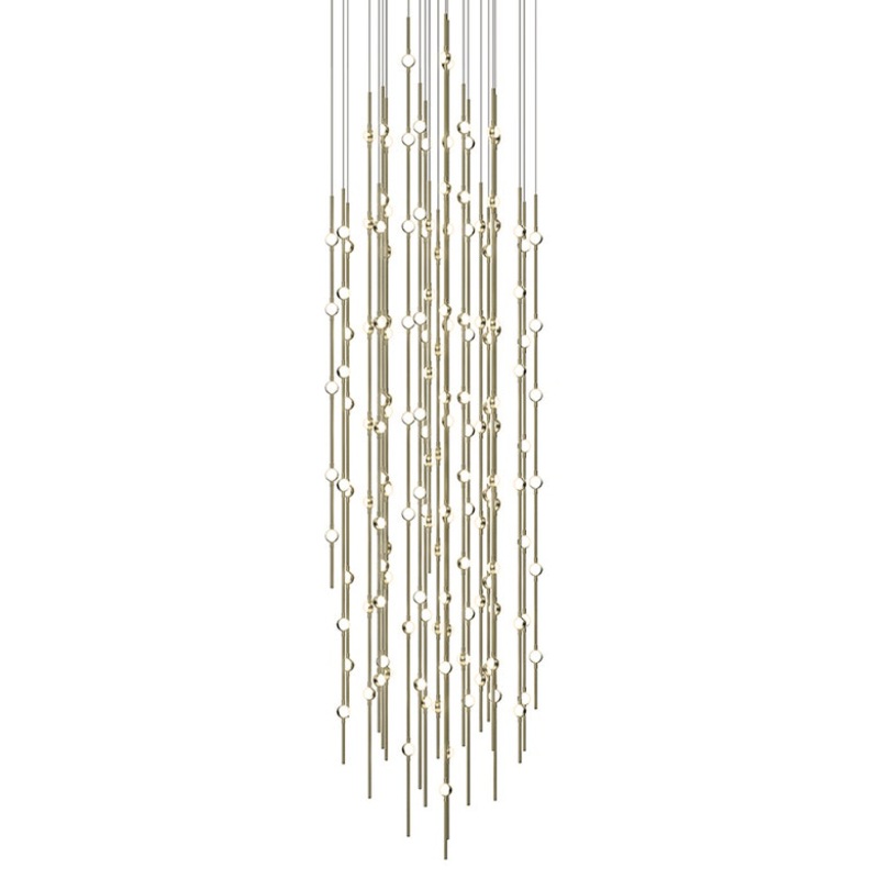 Constellation Andromeda 25″ Round LED Pendant Satin Brass with White Optical Acrylic 2700K 20′ Adjustable Cord