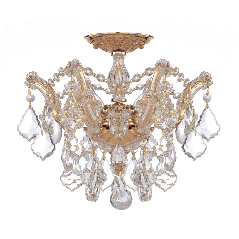 Crystorama 4430-GD-CL-SAQ Maria Theresa Three Light Semi Flush Mount Gold
