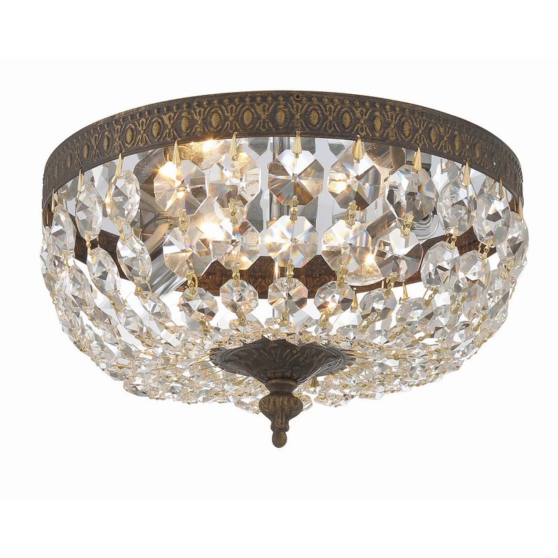Crystorama 710-EB-CL-I Ceiling Mount Two Light Flush Mount English Bronze