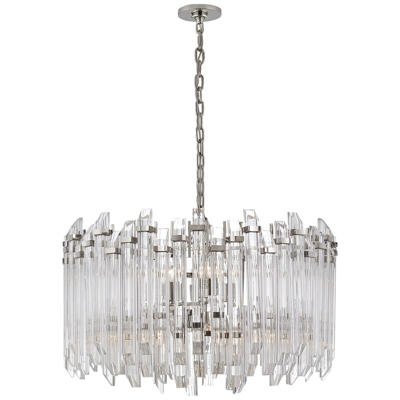 Four Light Chandelier from the Adele Collection in Polished Nickel With Clear Acrylic Finish by Visual Comfort Signature