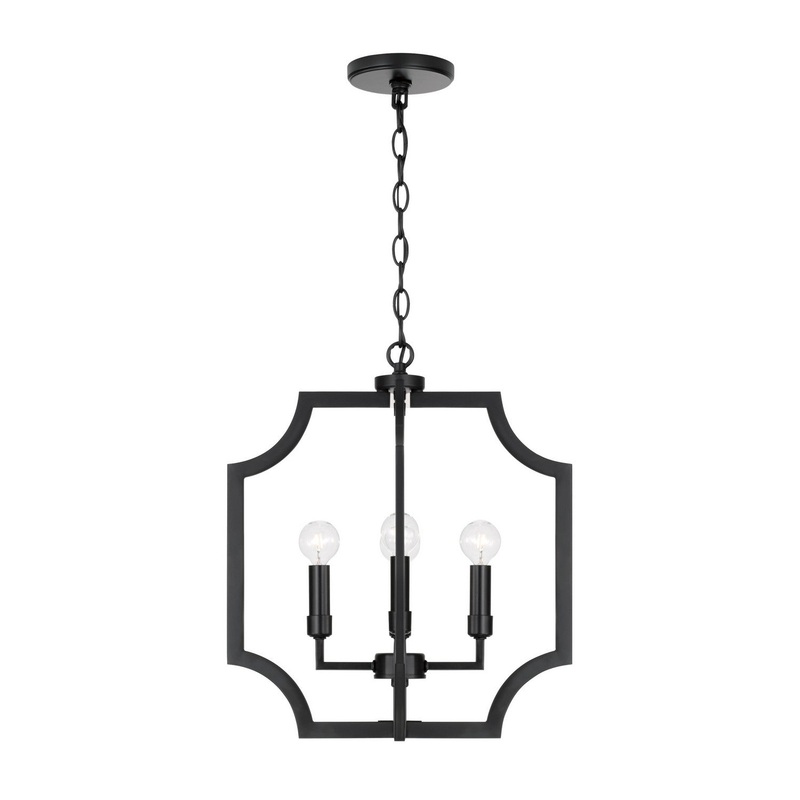 Four Light Foyer Pendant from the Courtney Collection in Matte Black Finish by Capital Lighting
