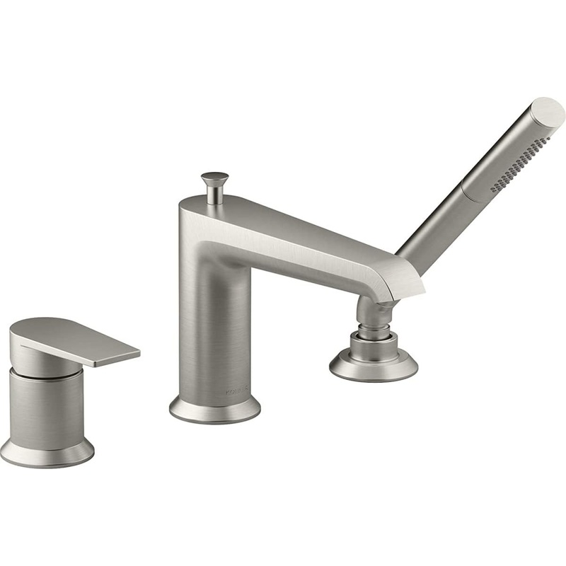 KOHLER 97070-4-Bn Hint Single-Handle Deck Mount Bath Faucet with Hand Shower, Brushed Nickel