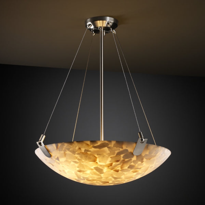 LED Pendant from the Alabaster Rocks! Collection in Brushed Nickel Finish by Justice Designs