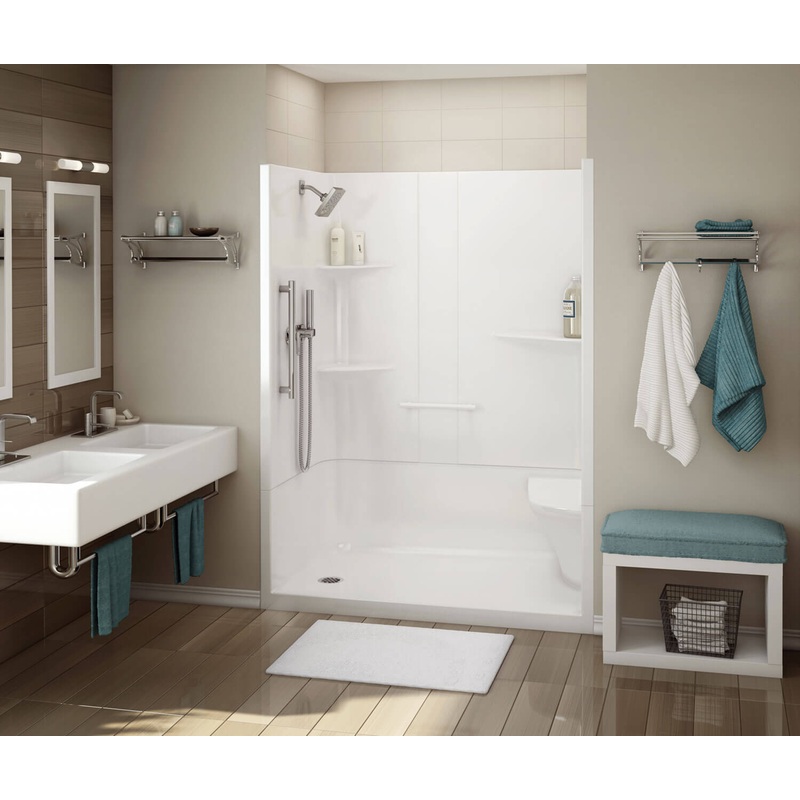 MAAX 107003-SRL-000-001 ALLIA SH-6034 Acrylic Alcove Left-Hand Drain Two-Piece Shower in White