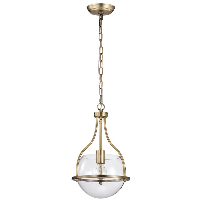 One Light Pendant from the Amado Collection in Vintage Brass Finish by Nuvo Lighting