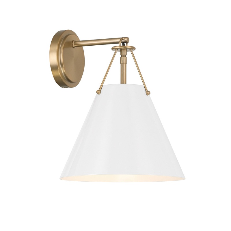 One Light Wall Sconce from the Xavier Collection in Vibrant Gold/White Finish by Crystorama