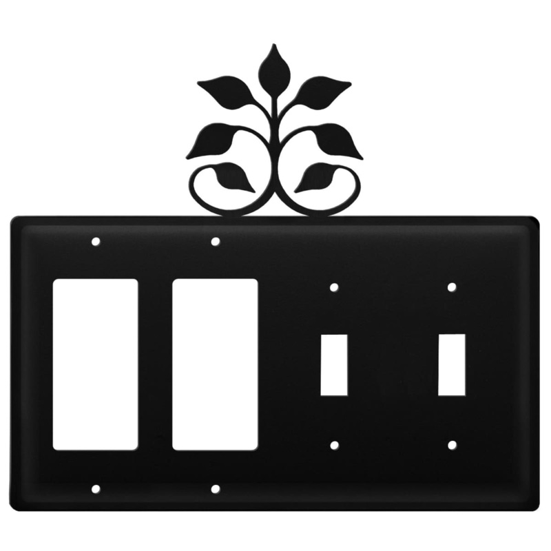 Village Wrought Iron EGGSS-109 Quad Leaf Fan Double GFI and Double Switch Cover CUSTOM Product